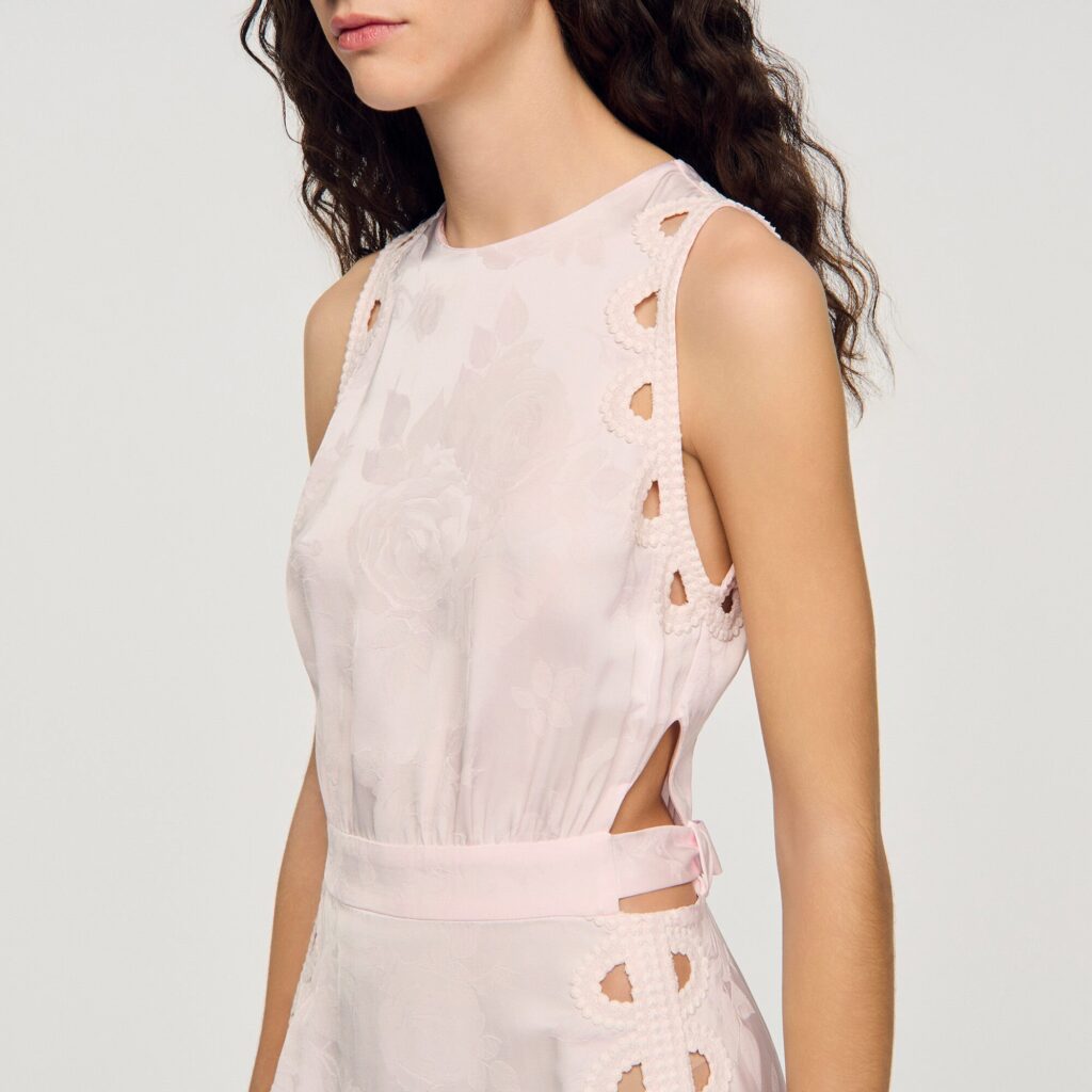 Robe longue à jacquard fleurs