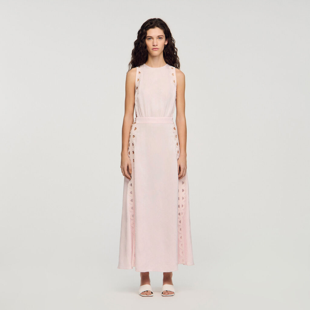 Robe longue à jacquard fleurs