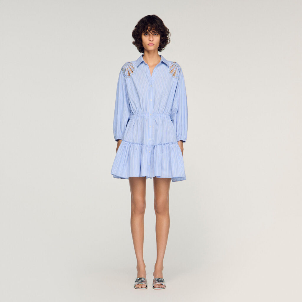 Robe courte en coton à rayures
