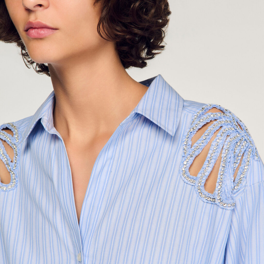 Robe courte en coton à rayures