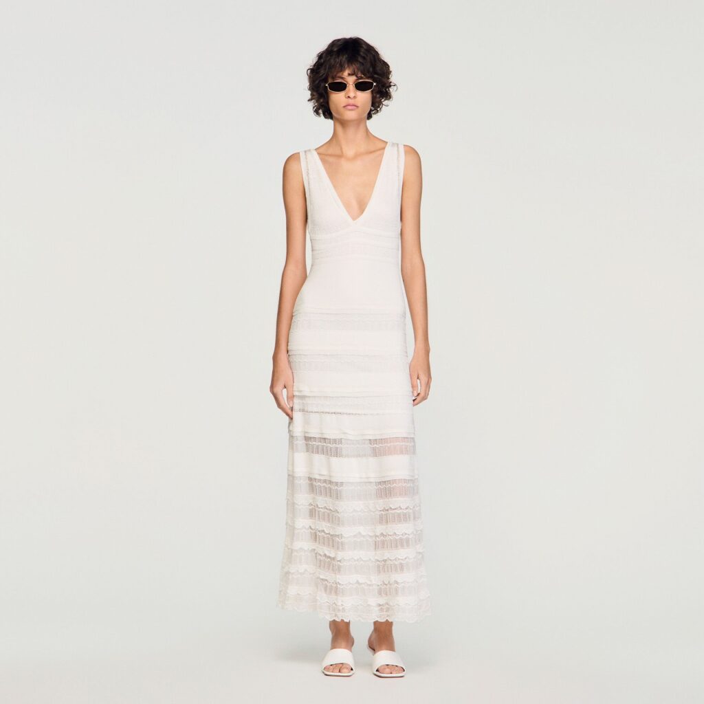 Robe longue en maille pointelle