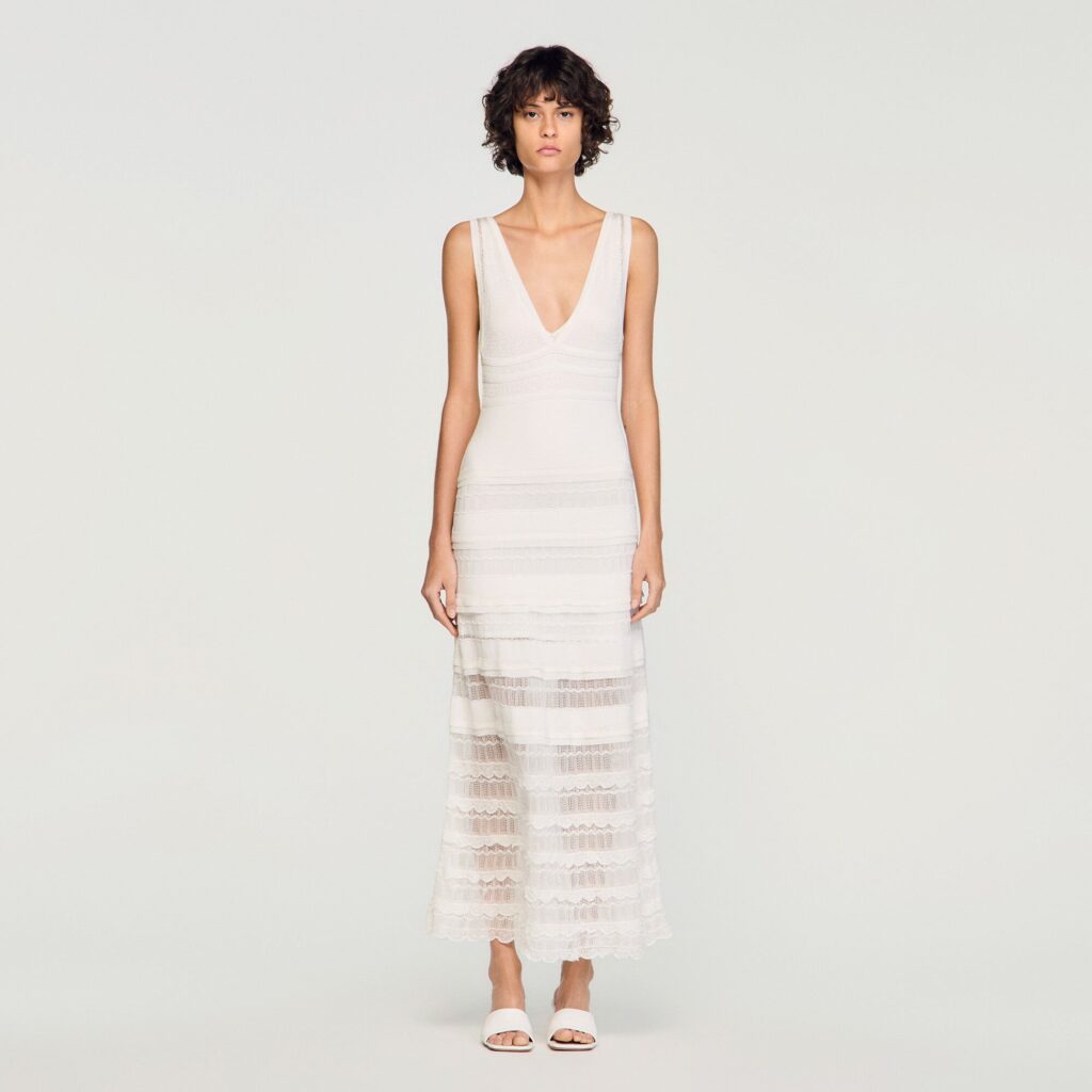 Robe longue en maille pointelle