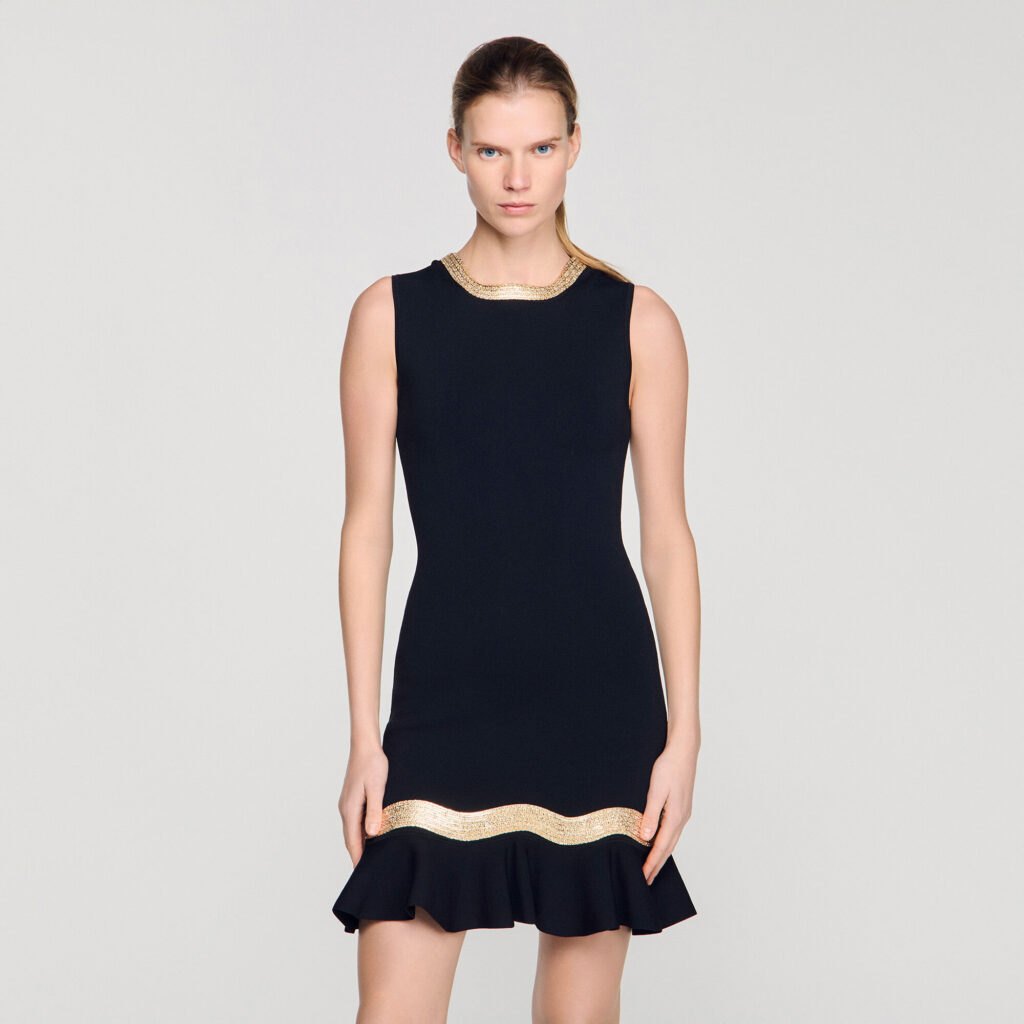 Robe courte maille à chaîne métal