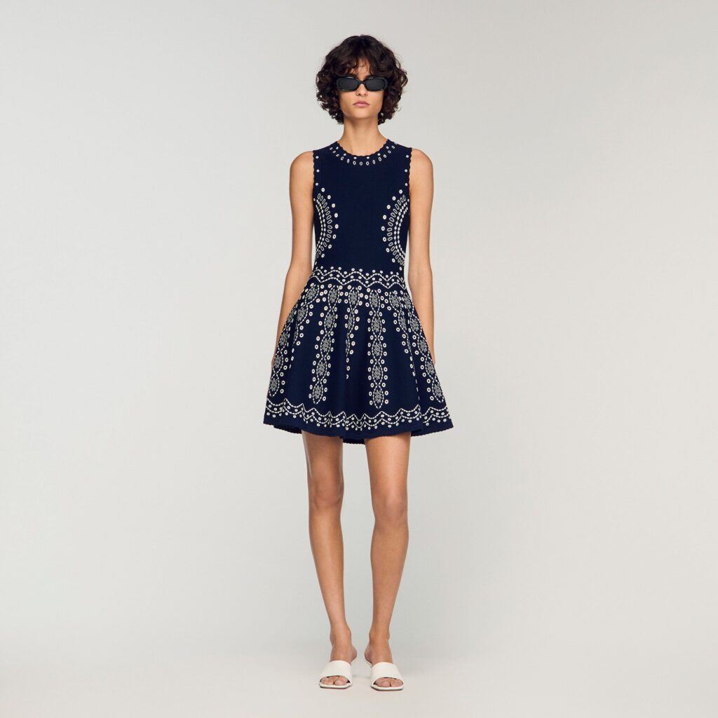 Robe courte en maille foulard