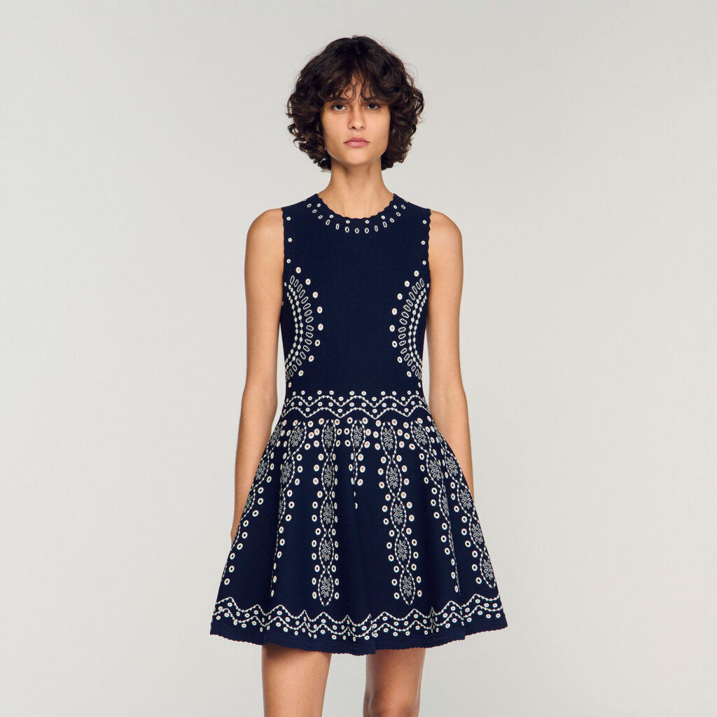 Robe courte en maille foulard