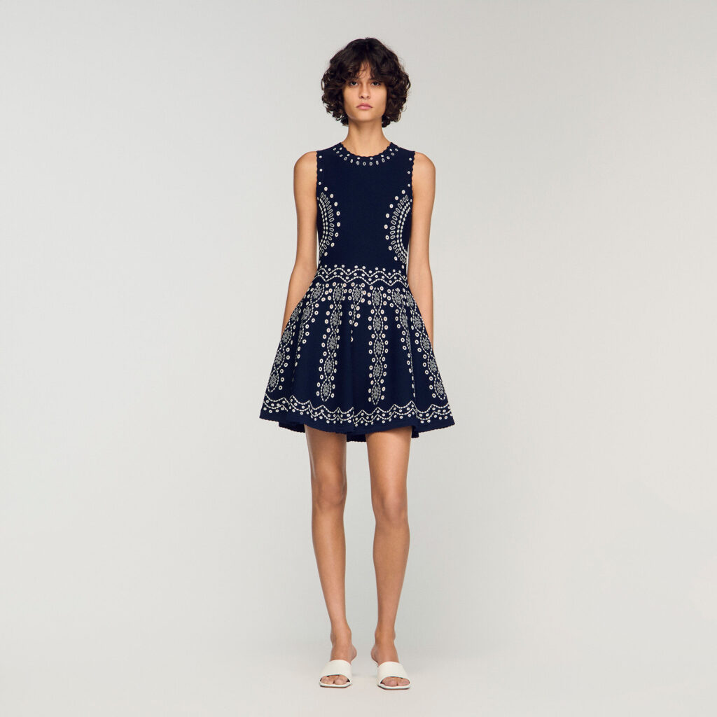 Robe courte en maille foulard