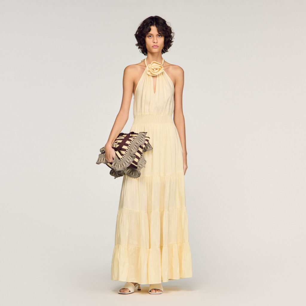 Robe longue en lin imprimé fleur