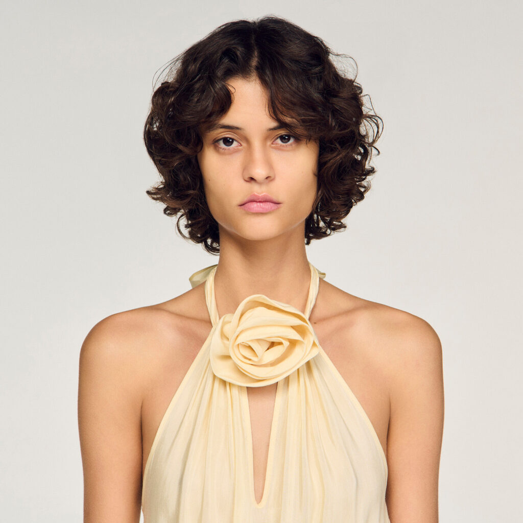 Robe longue en lin imprimé fleur