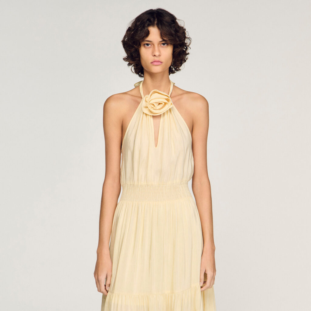 Robe longue en lin imprimé fleur