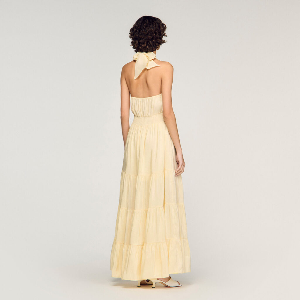 Robe longue en lin imprimé fleur