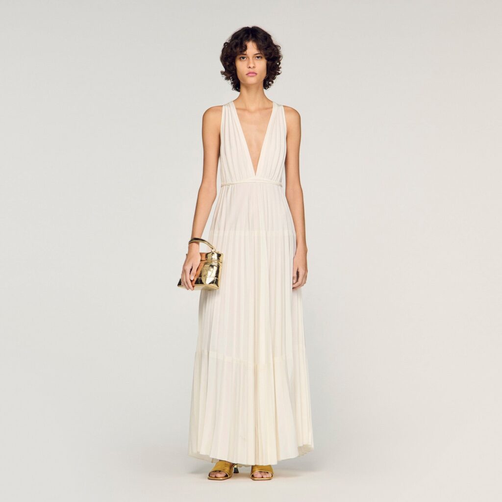 Robe longue plissée