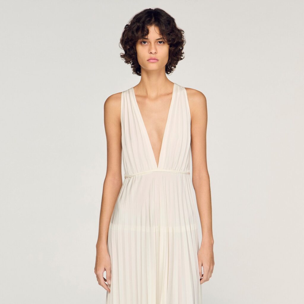 Robe longue plissée