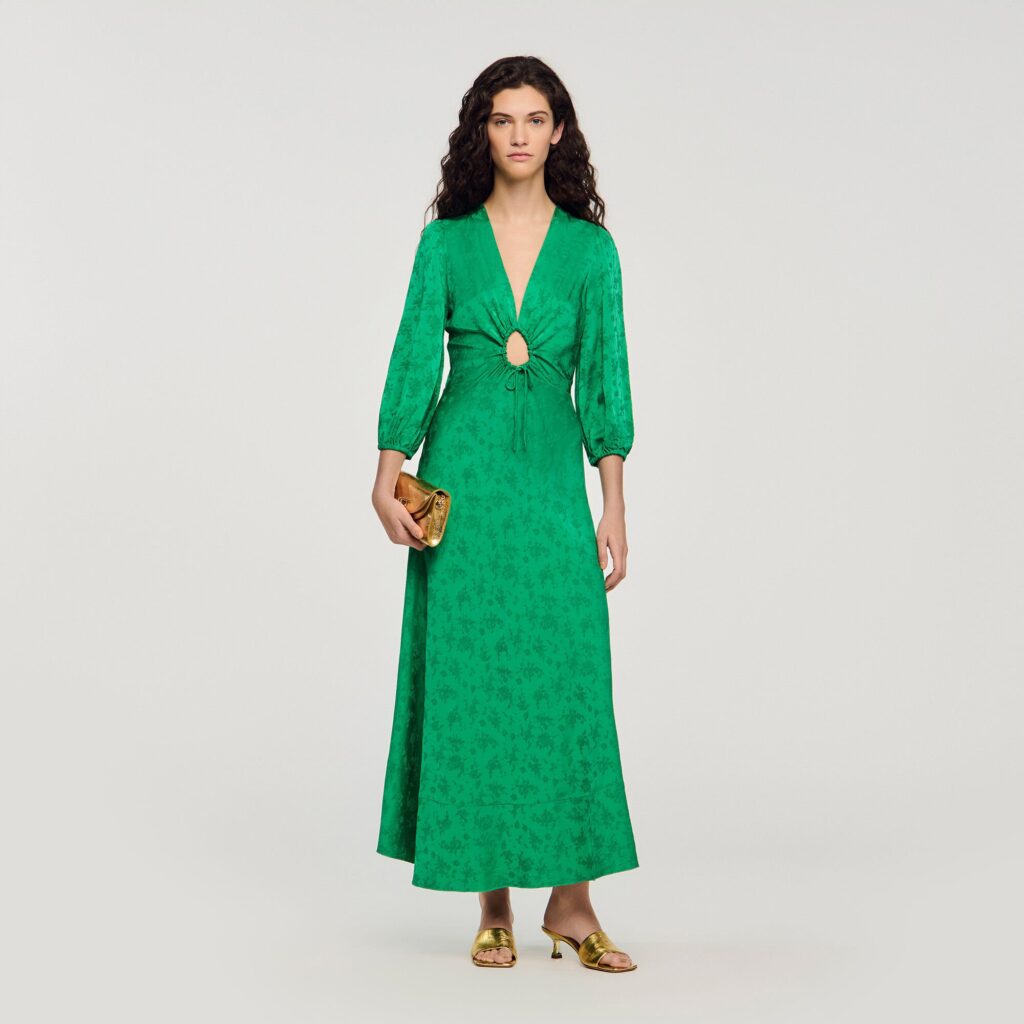 Robe longue imprimé fleur jacquard