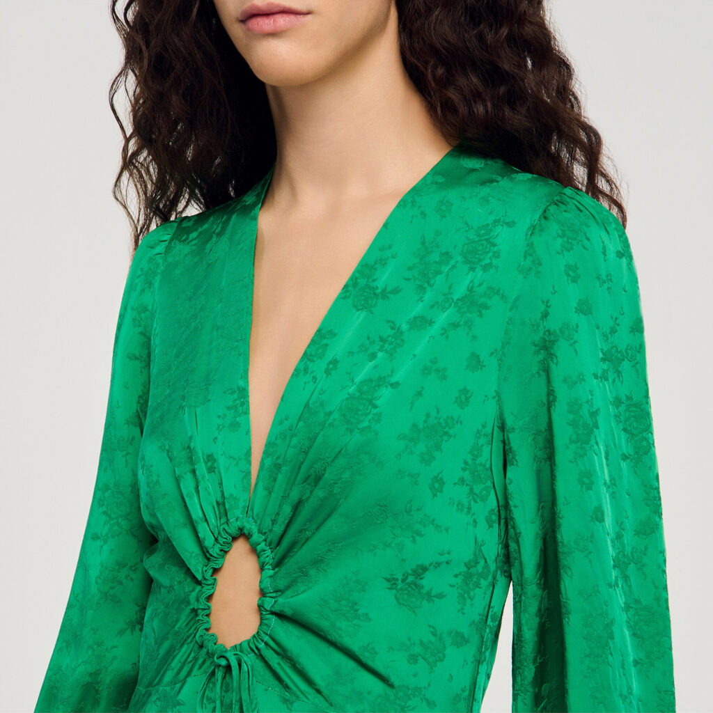 Robe longue imprimé fleur jacquard