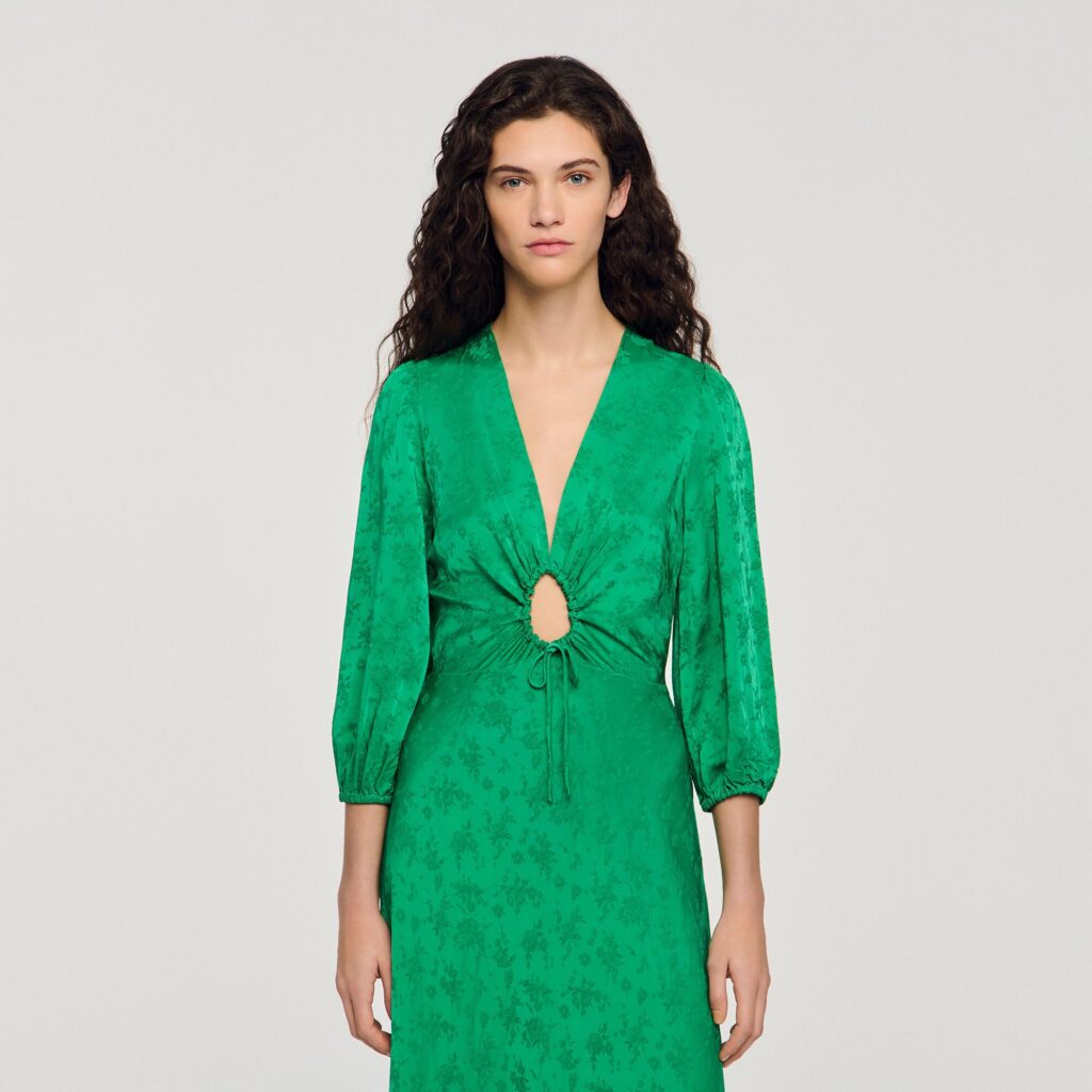 Robe longue imprimé fleur jacquard
