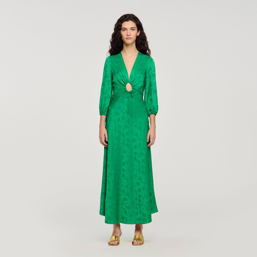 Robe longue imprimé fleur jacquard