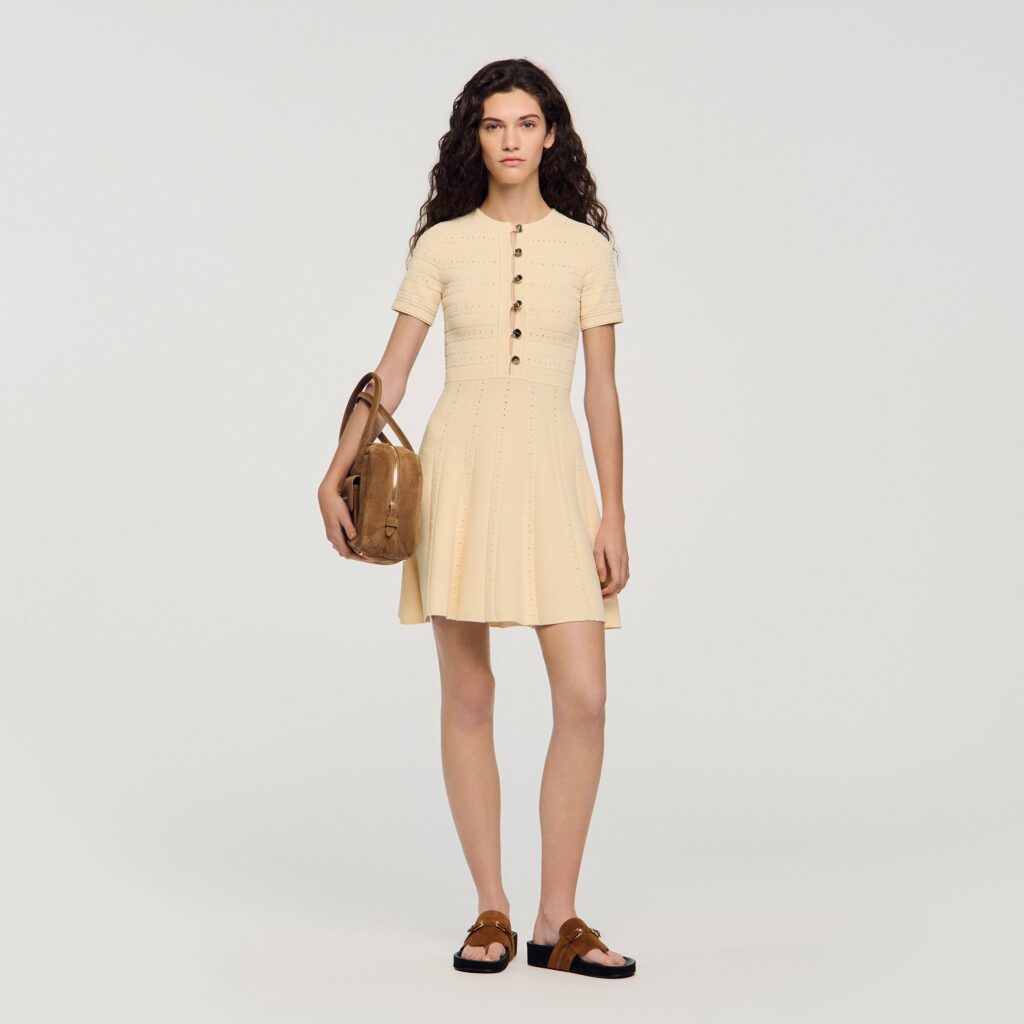 Robe courte en maille imprimé fleur