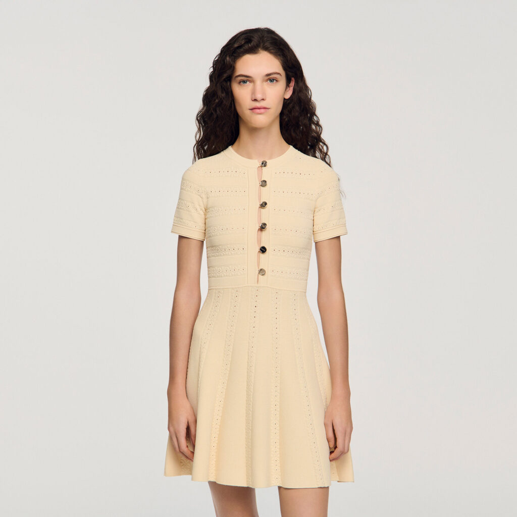 Robe courte en maille imprimé fleur