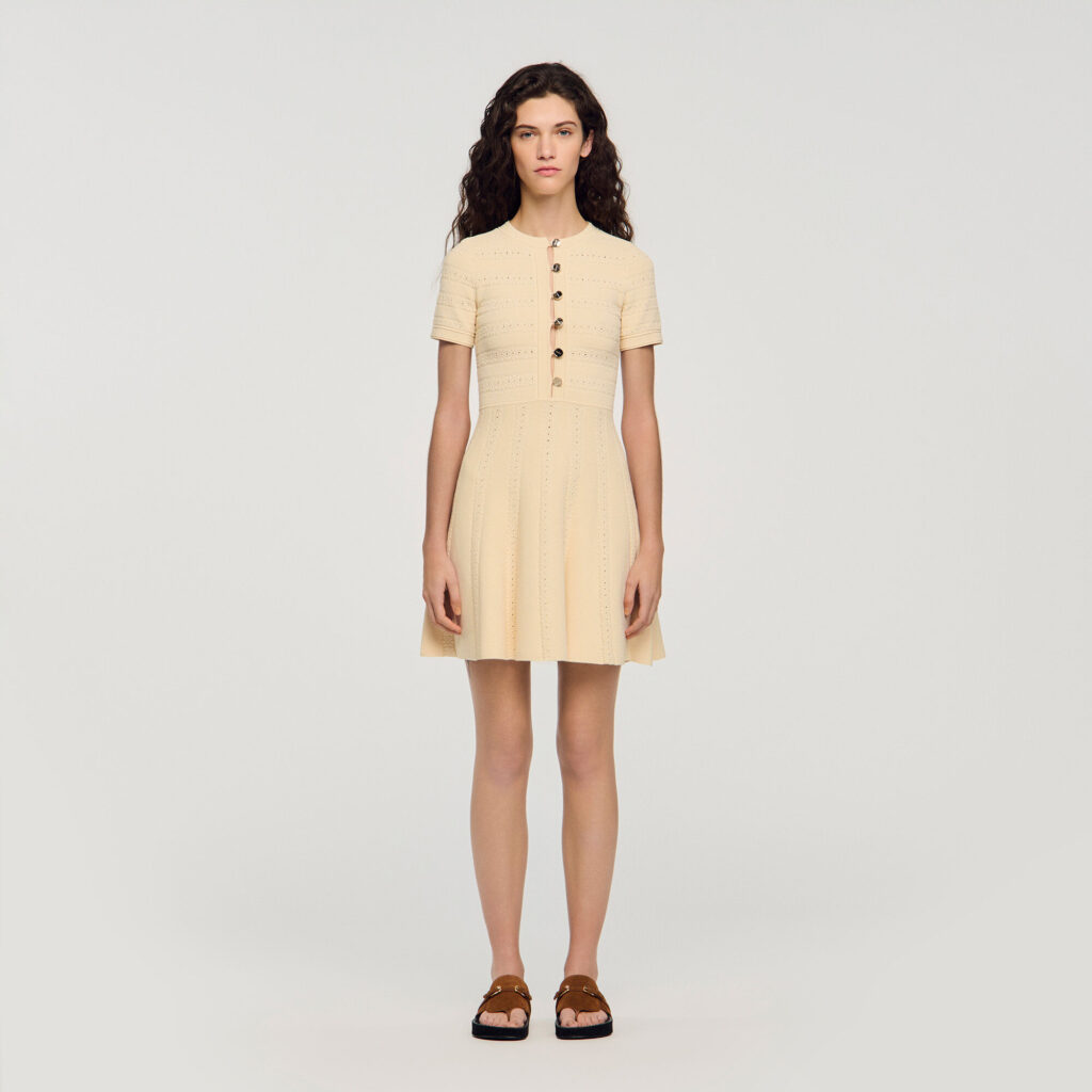 Robe courte en maille imprimé fleur