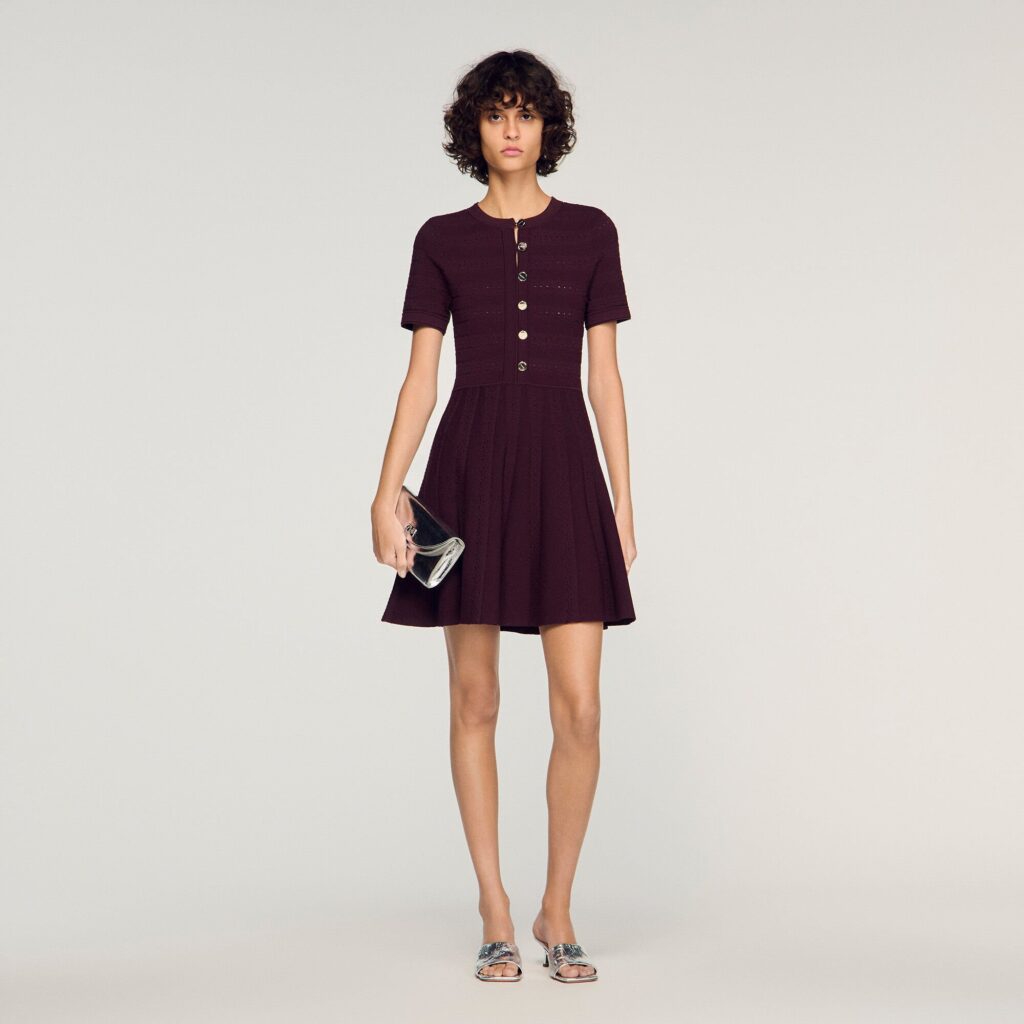 Robe courte en maille imprimé fleur