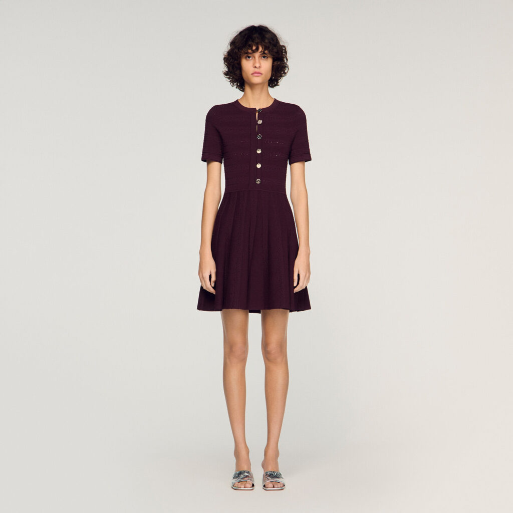 Robe courte en maille imprimé fleur