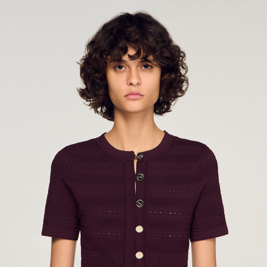 Robe courte en maille imprimé fleur