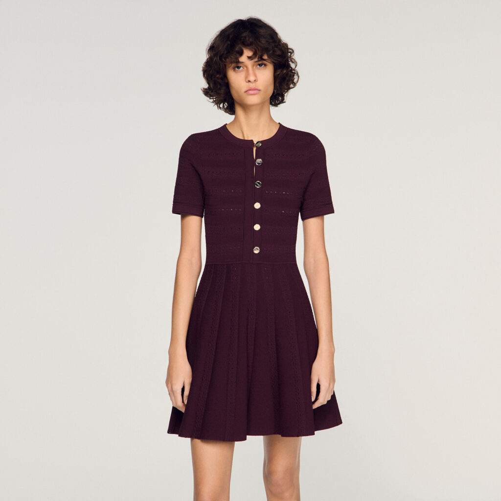 Robe courte en maille imprimé fleur