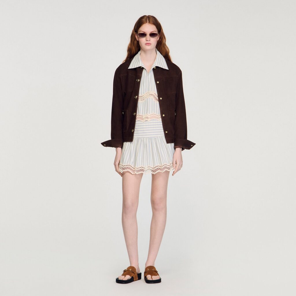 Jupe short à rayures en coton