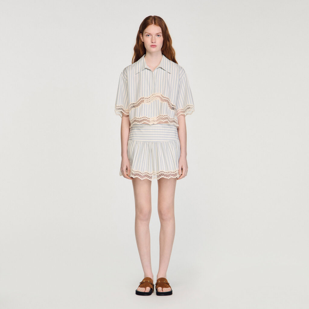 Jupe short à rayures en coton