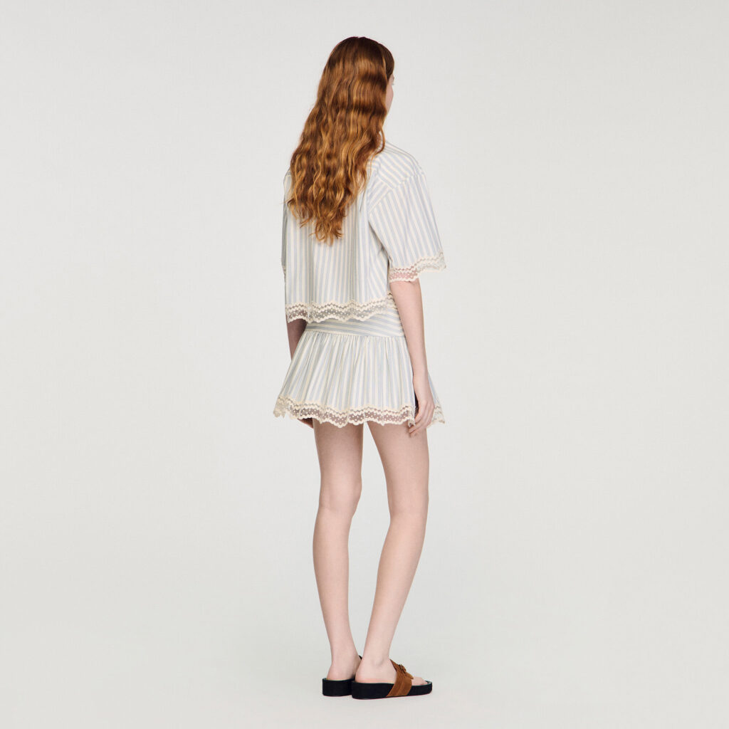 Jupe short à rayures en coton