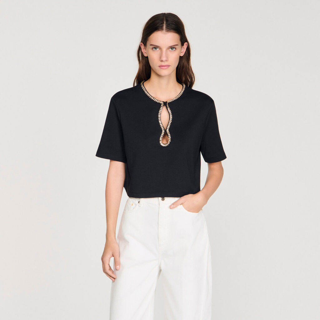 T-shirt court strassé
