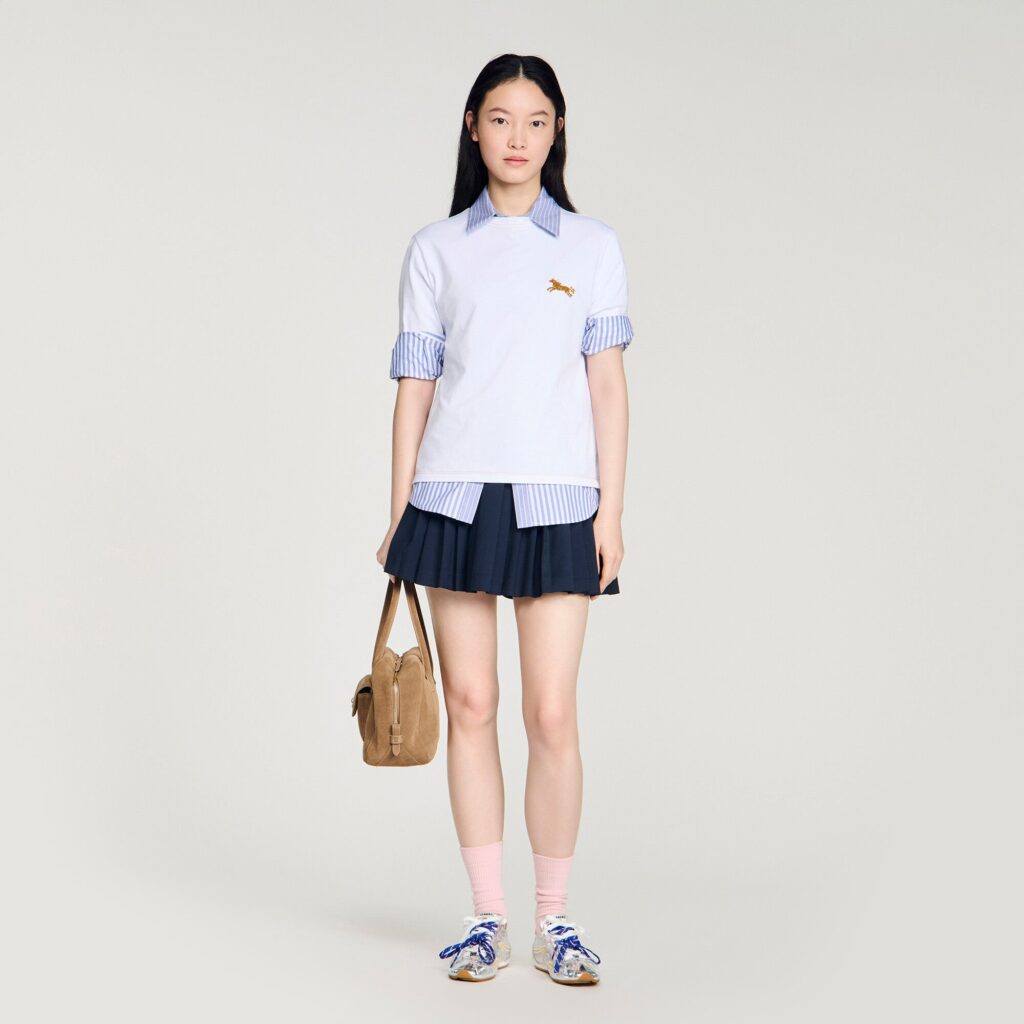 T-shirt en coton à broderie cheval