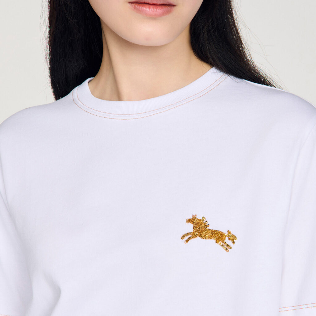 T-shirt en coton à broderie cheval