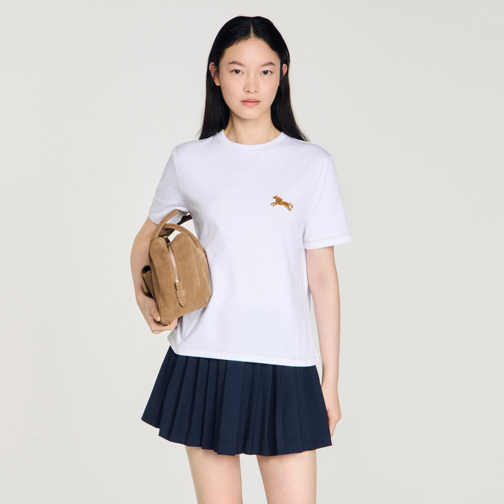 T-shirt en coton à broderie cheval