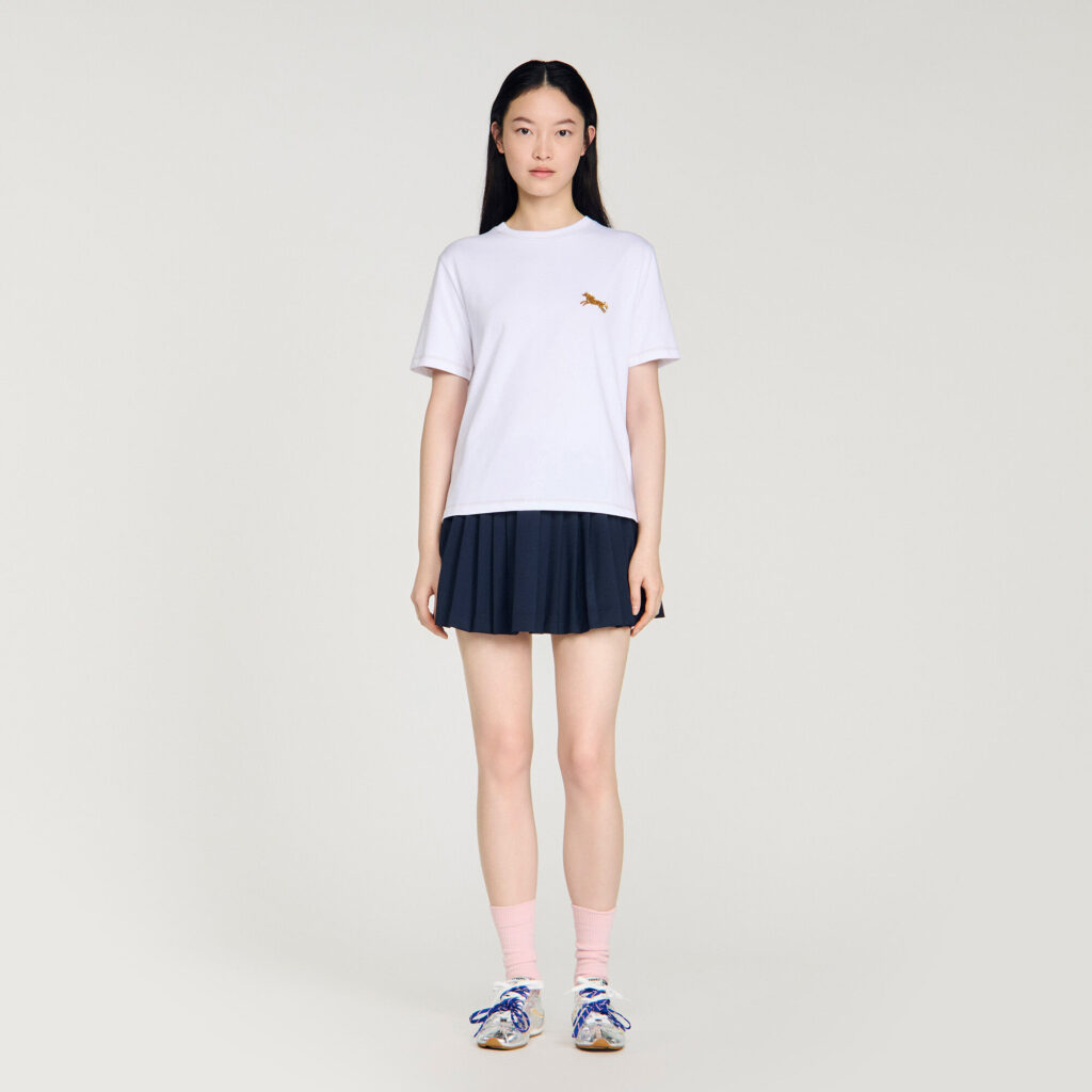 T-shirt en coton à broderie cheval