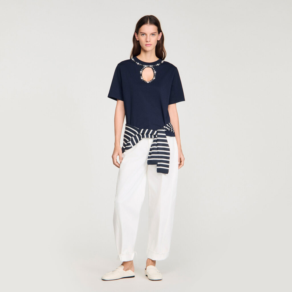 T-shirt ajouré strassé