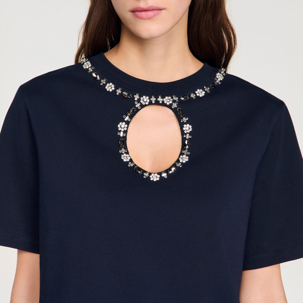 T-shirt ajouré strassé