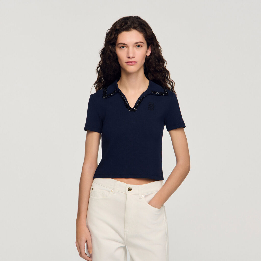 Polo à col perlé