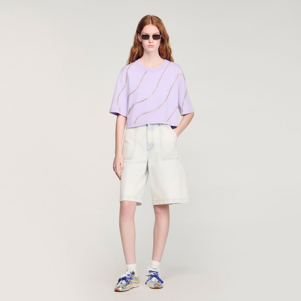 T-shirt court strassé