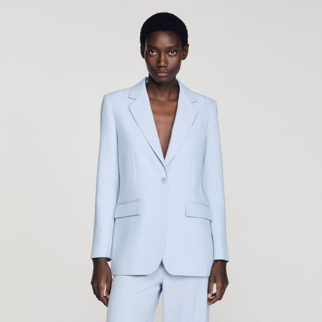 Veste de tailleur à rayures sequins