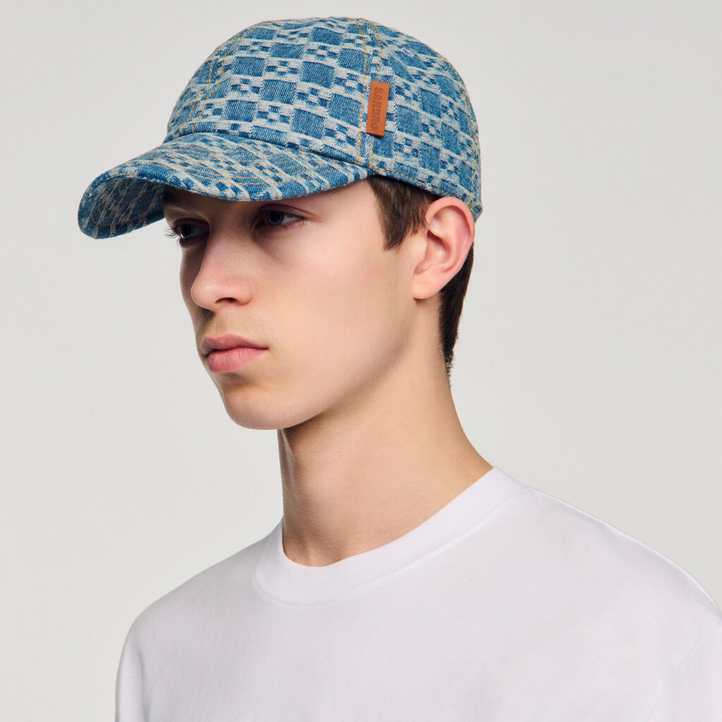 Casquette en denim motif cross