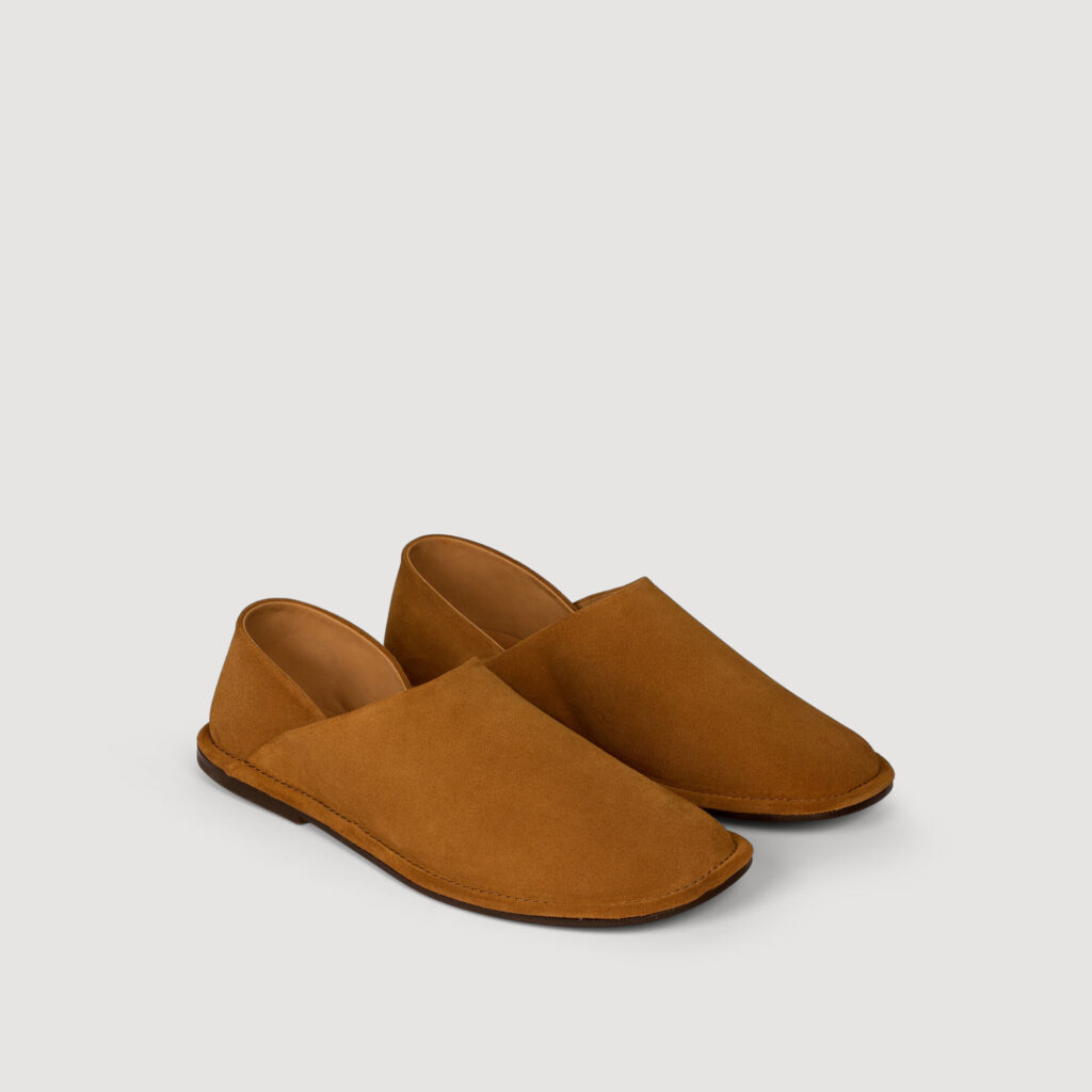 Slippers en croûte de cuir