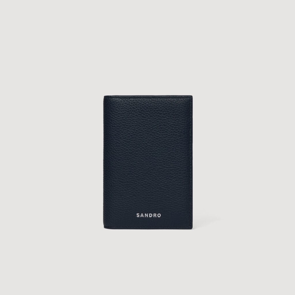 Porte-cartes pliable en cuir grainé