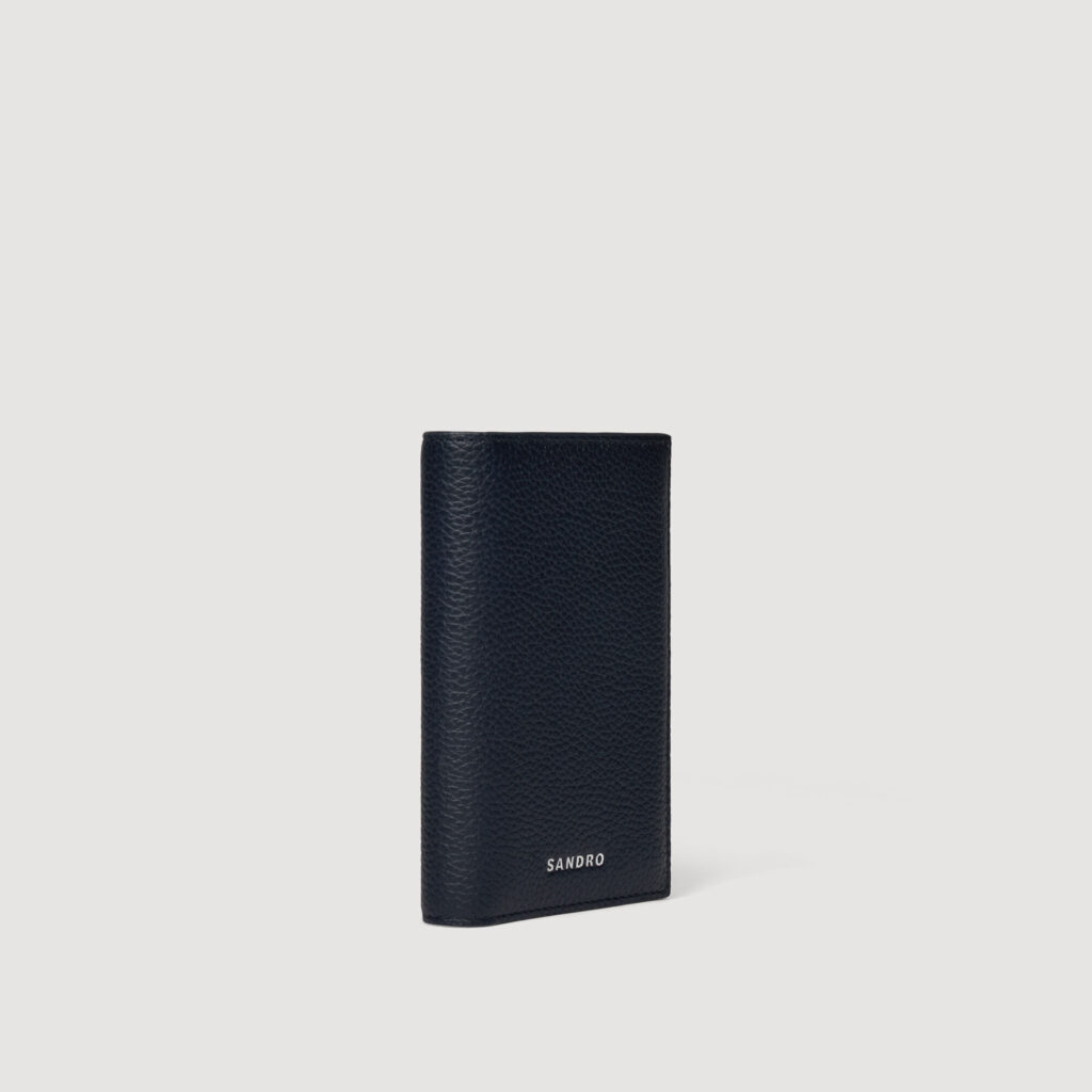 Porte-cartes pliable en cuir grainé