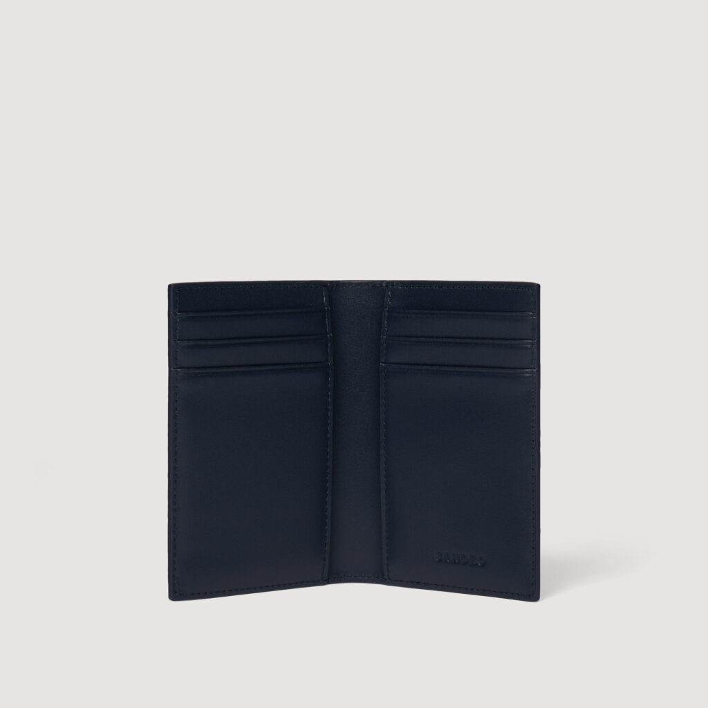 Porte-cartes pliable en cuir grainé