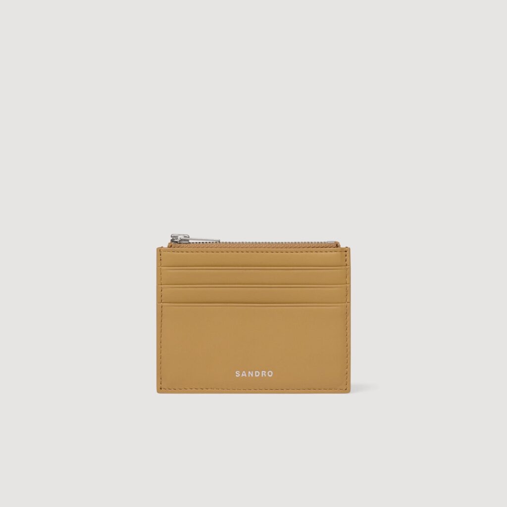 Porte-cartes zippé en cuir
