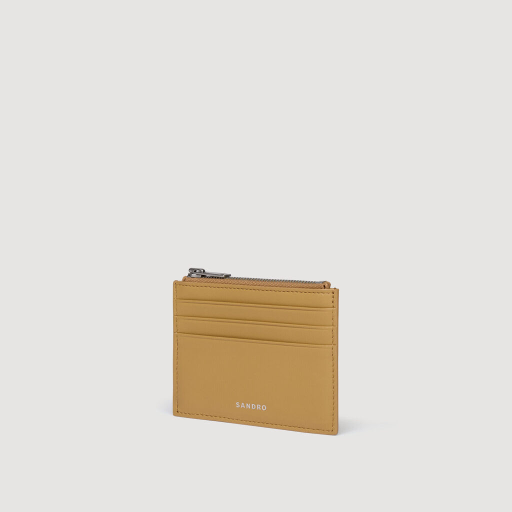 Porte-cartes zippé en cuir