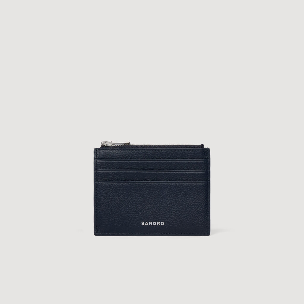 Porte-cartes zippé en cuir grainé