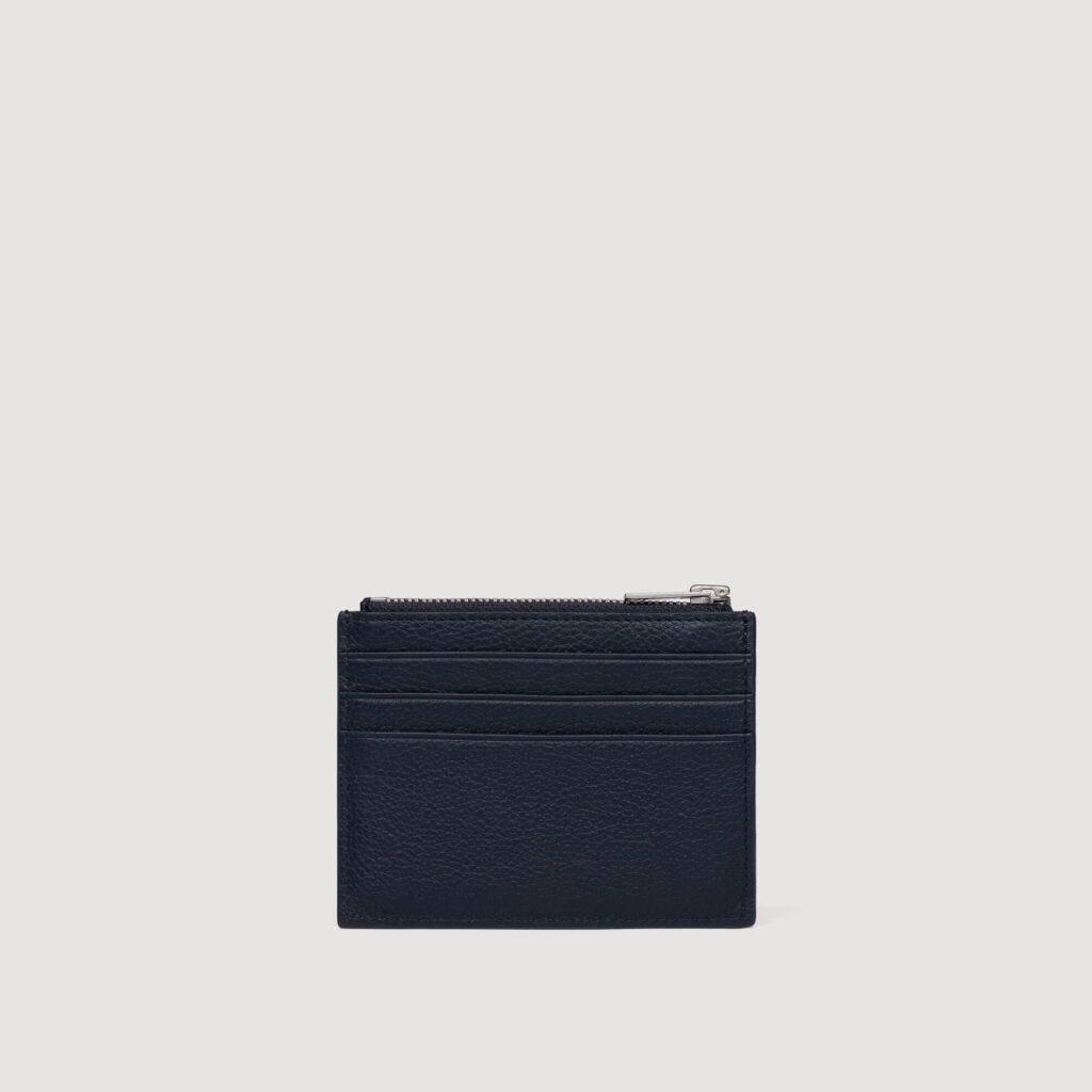 Porte-cartes zippé en cuir grainé