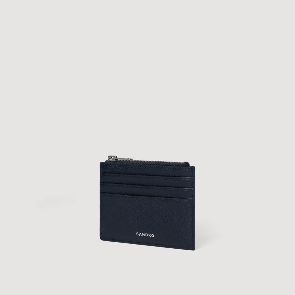 Porte-cartes zippé en cuir grainé